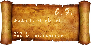 Ocsko Ferdinánd névjegykártya